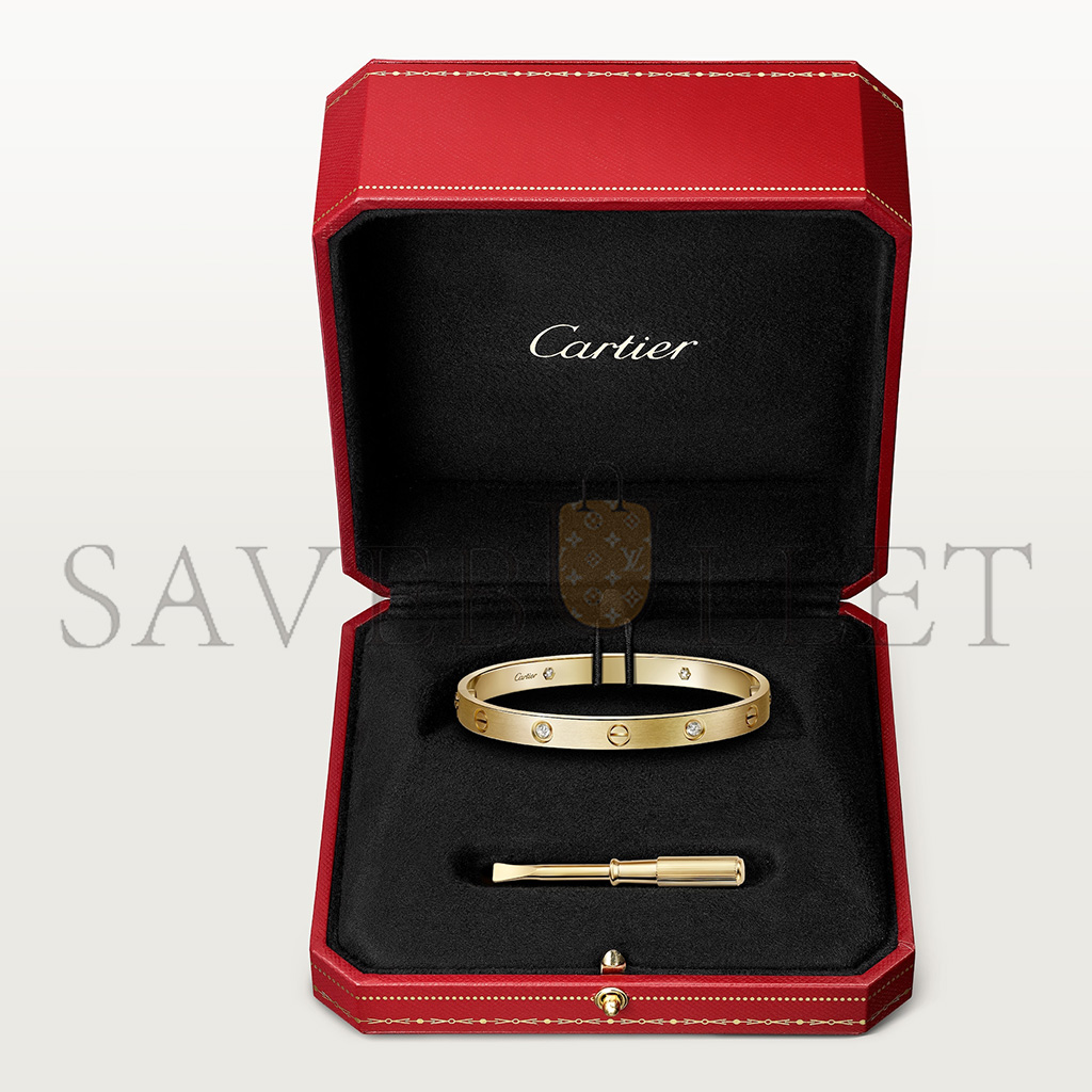 CARTIER LOVE BRACELET, CLASSIC MODEL, BRUSHED FINISH, SET WITH 4 DIAMONDS B6080117